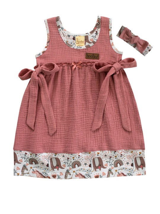 HUBD Unicorn Safari Muslin Border Dress Set