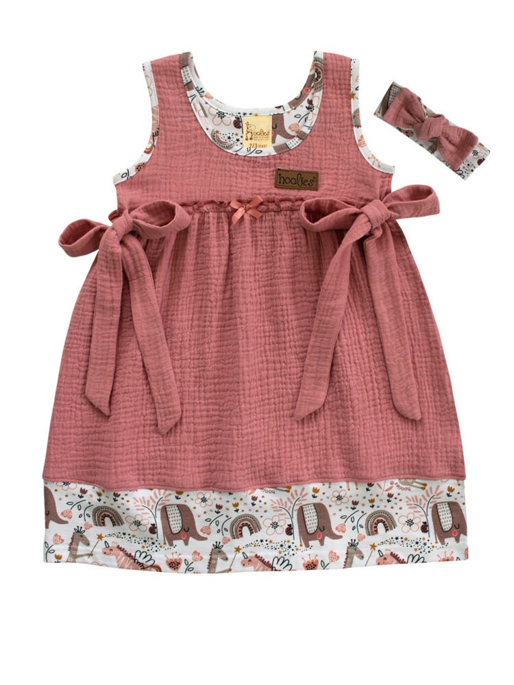 HUBD Unicorn Safari Muslin Border Dress Set