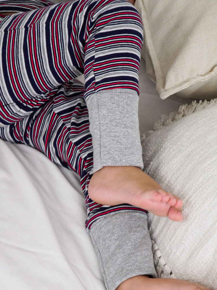 Cute Melange Stripes 2pcs Kids Cotton Pyjamas Set (1-7yrs)