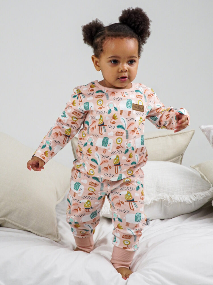 Peach Safari Long Winter Girls Pyjamas Set (1-7yrs)