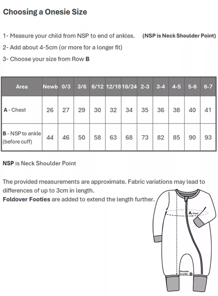 Winter Onesie Kids Clothes Size Chart by Hoolies