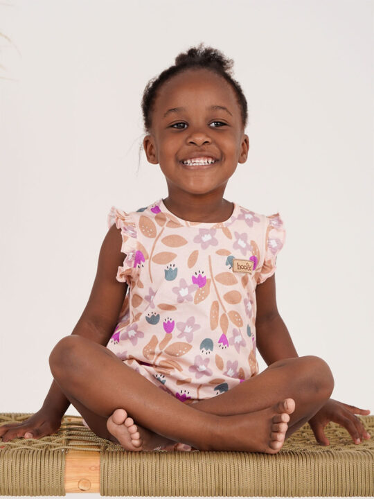 Peach Floral Romper Model