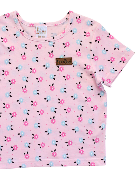 Pink Floral Girls Pyjamas Set - Image 2