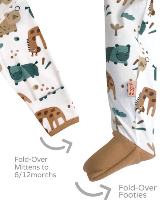 25WGFO Giraffe Friends Kids Onesie Mitten and Footie
