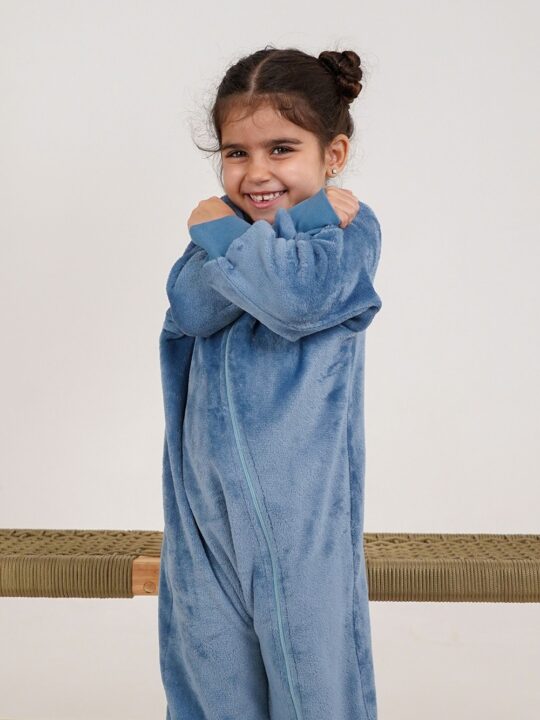 Denim Plush Onesie Model
