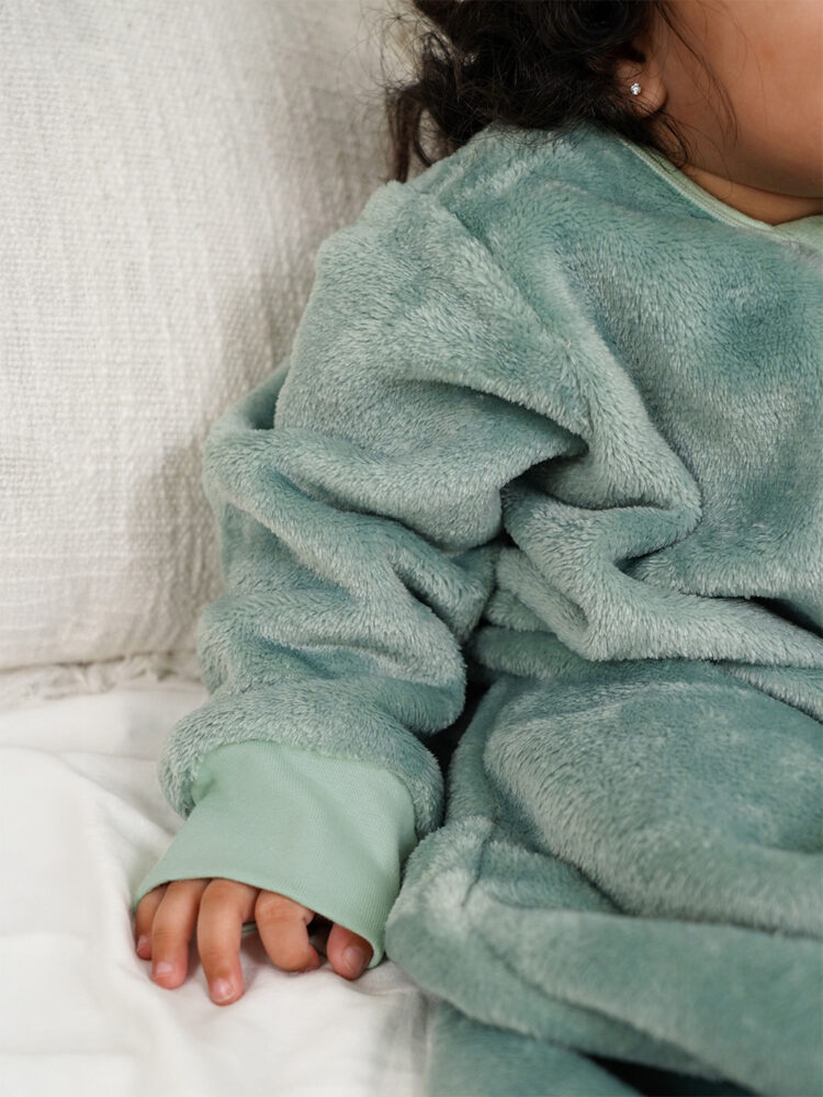 Pistachio Sleeved Sleep Sack Details Pic