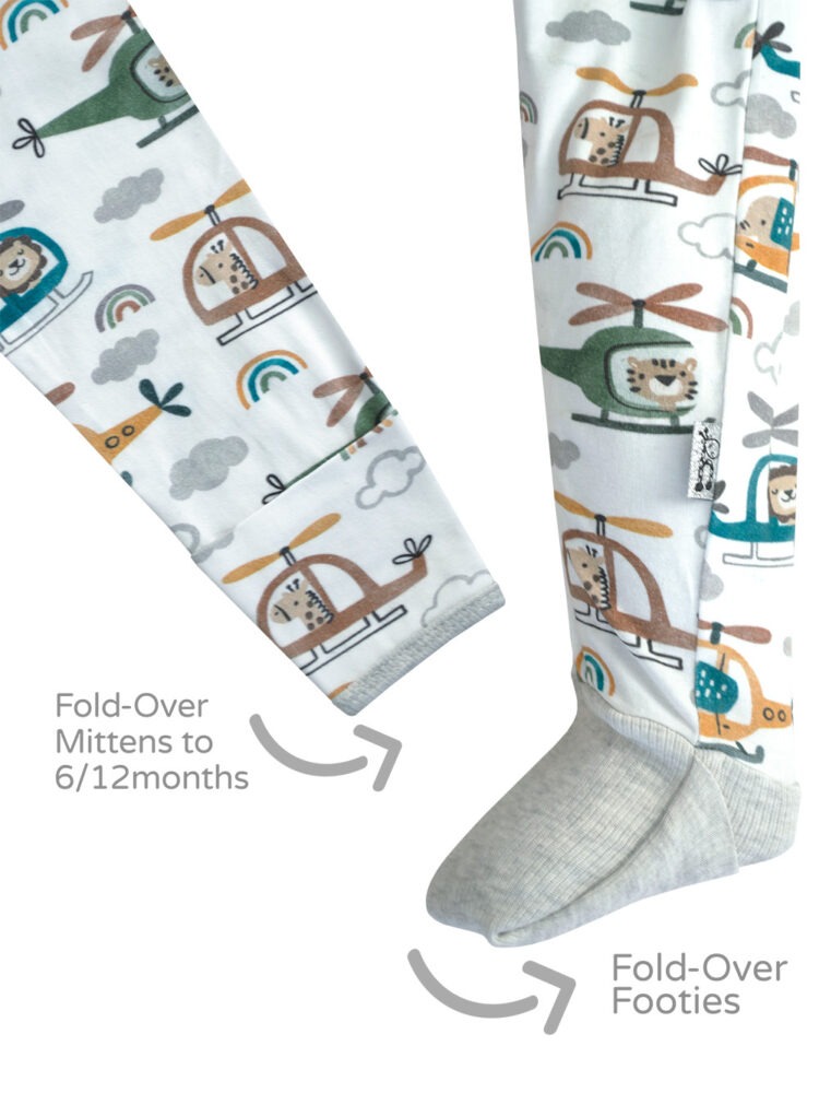 25WHO Safari Helicopter Onesie Mitten and Footie