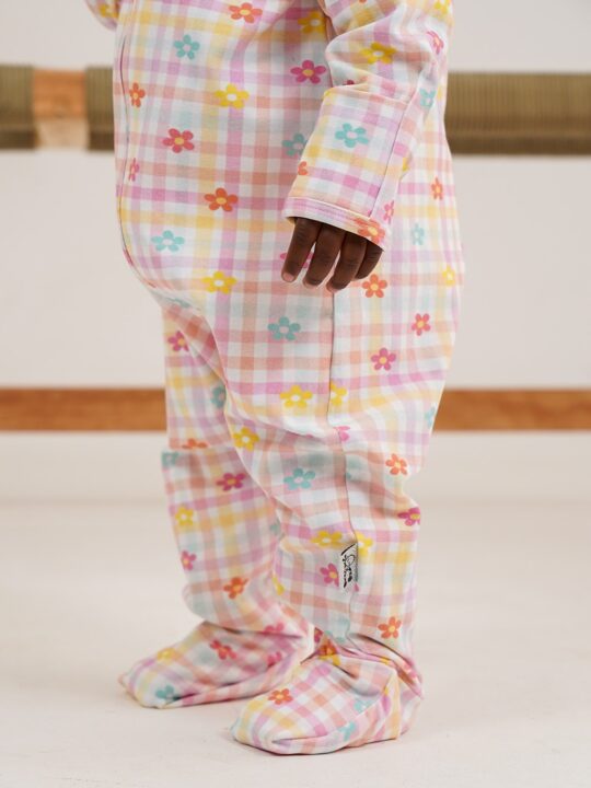 Blossom Gingham Baby Cotton Onesie Model