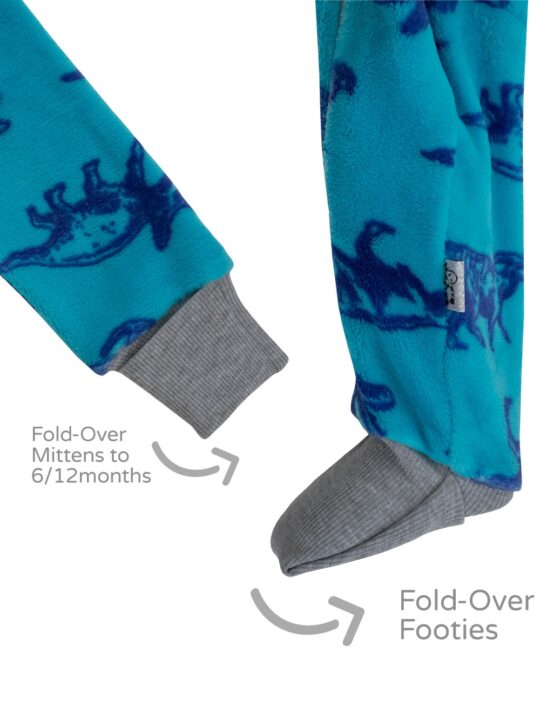 Blue Dino Plushiegrow Mitten and Footie