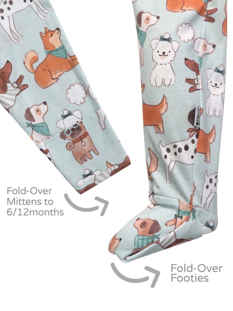 Minty Woofs Onesie Mitten and Footie
