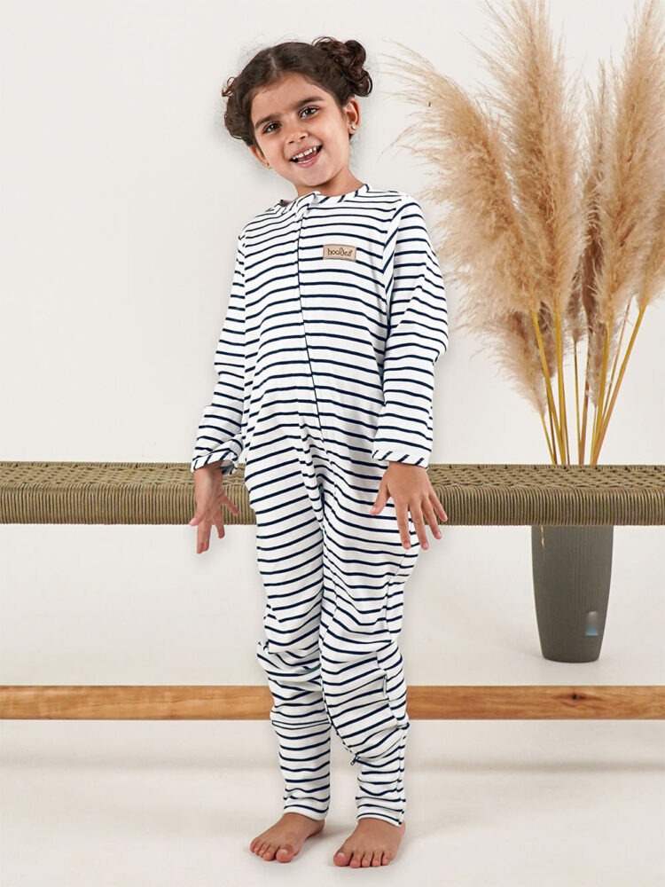 Navy Stripe Interlock Kids and Baby Onesie