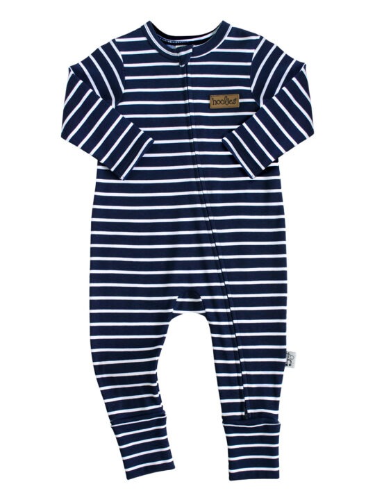 Navy Stripe Interlock Onesie