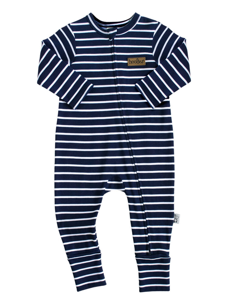 Navy Stripe Interlock Onesie