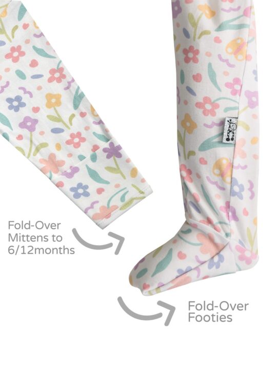 Pastel Petals Onesie Footie And Mitten