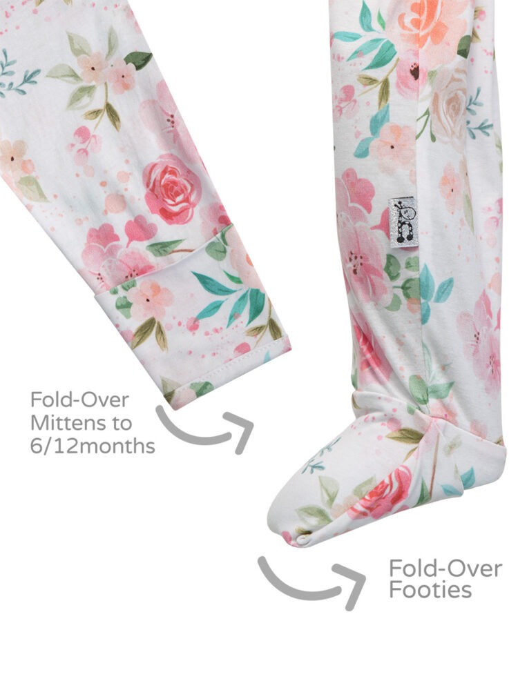 Watercolour Roses Onesie Footie and Mitten