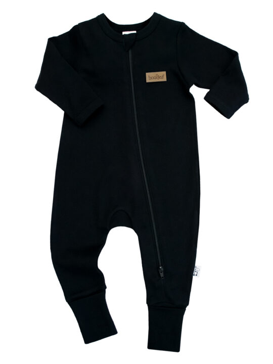 Black Cotton Baby Onesie