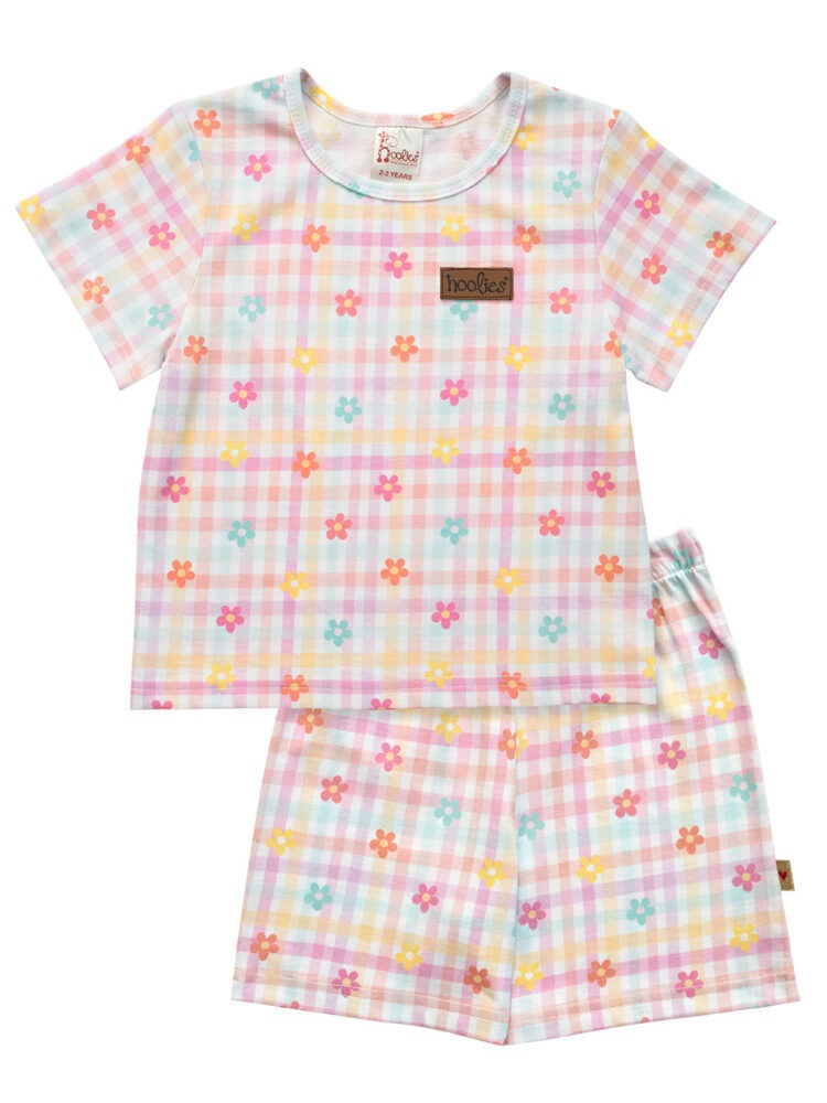 Blossom Gingham Girls Cotton Pyjamas set