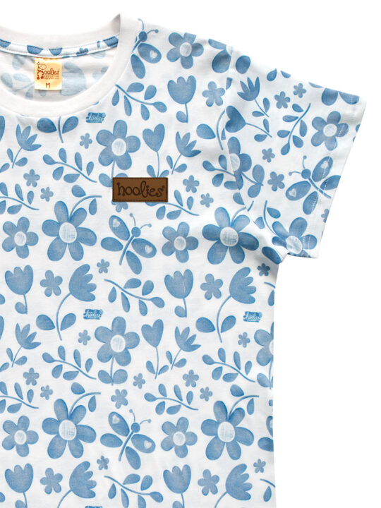 Indigo Bloom Adult Tee Details