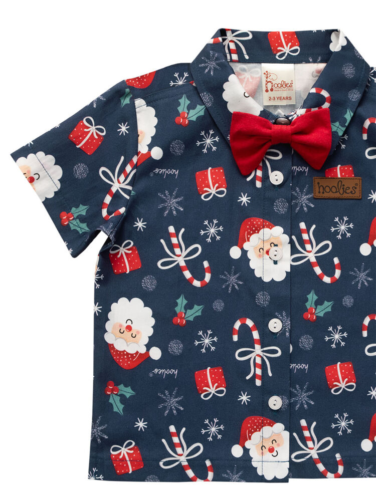 Candy Clause Christmas Button shirt Detail