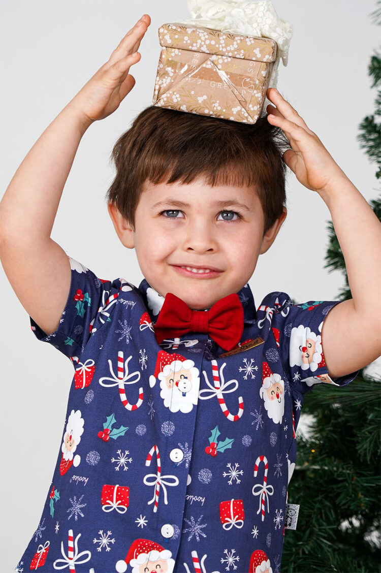 Kids Christmas Candy Clause Button Tee - Image 2