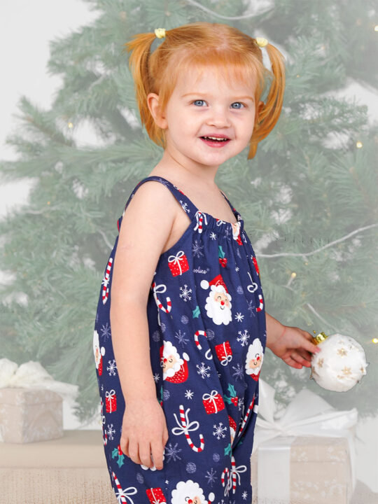 Girls Christmas Candy Clause Romper - Image 2