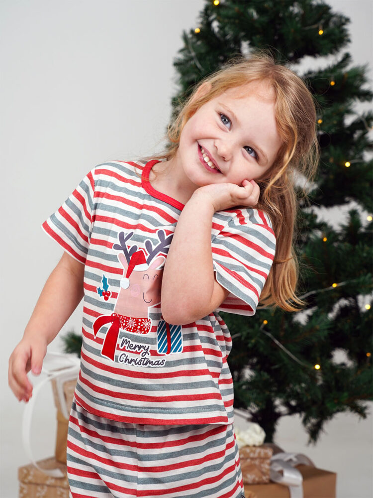 Kids Christmas Festive Stripes Pyjamas Set