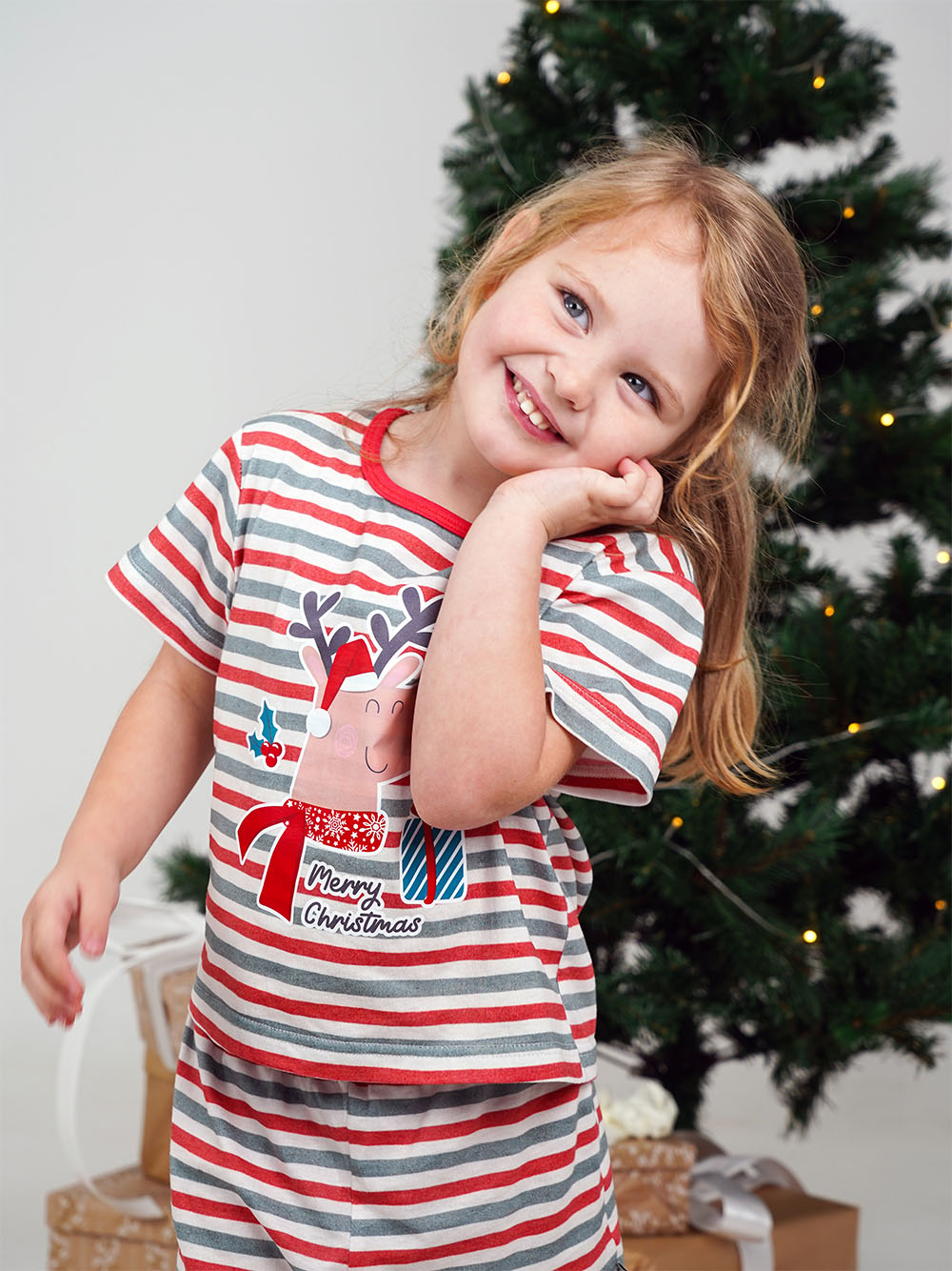 Kids Christmas Festive Stripes Pyjamas Set 2 Kids Christmas Festive Stripes Pyjamas Set - Image 2
