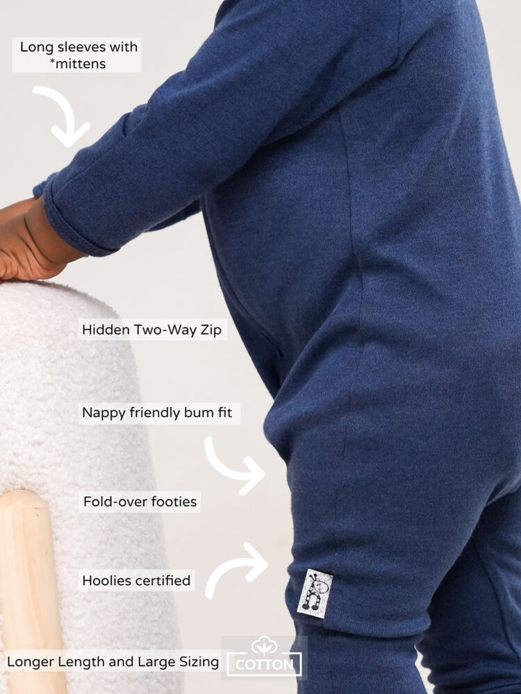 Navy Interlock Onesie Model2