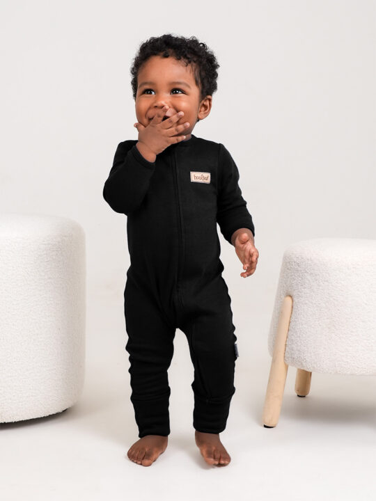 Black Cotton Baby Onesie