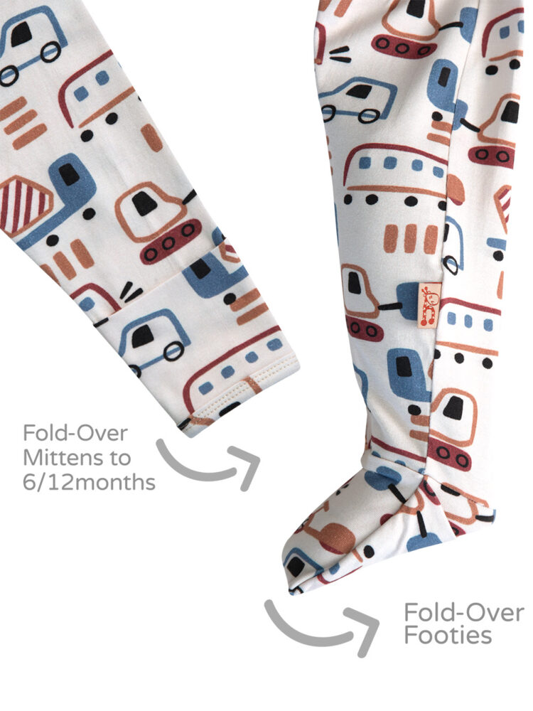 26AVO Vroom and Zoom Onesie Footie and Mitten