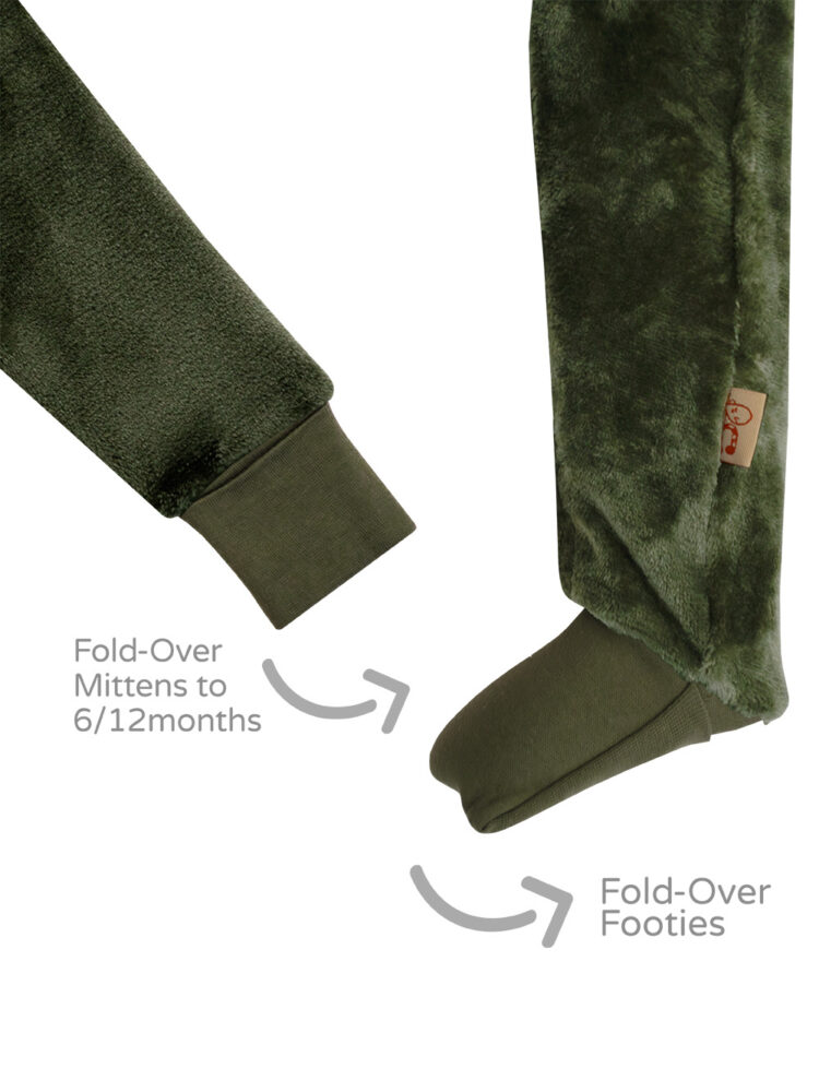 25WKP Khaki Plush Onesie Footie and Mitten