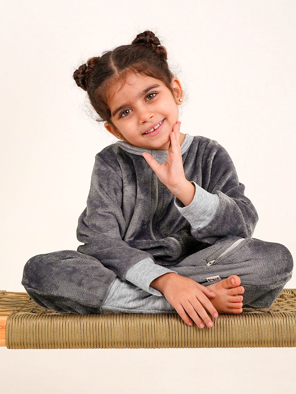 Grey Plush Kids Onesie Model 2