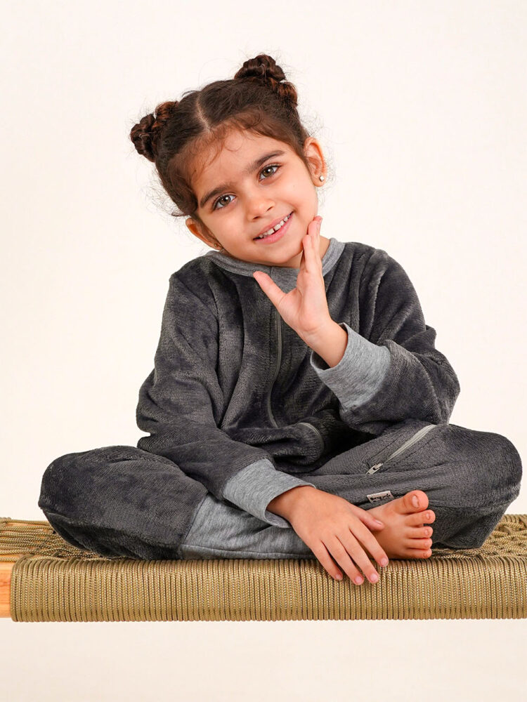Grey Plush Kids Onesie Model 2