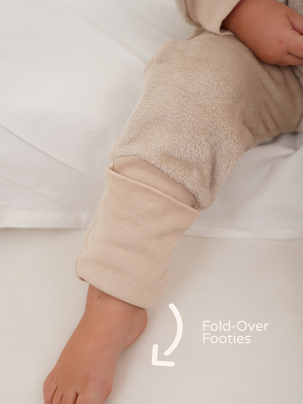 Stone Plush Onesie Fold Over Footies