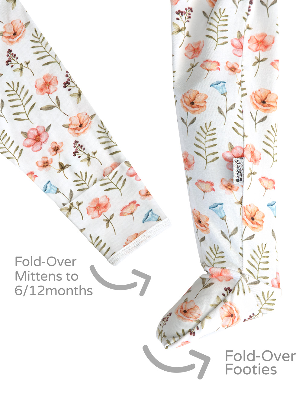 26ABO Botanical Whimsy Onesie Footie and Mitten