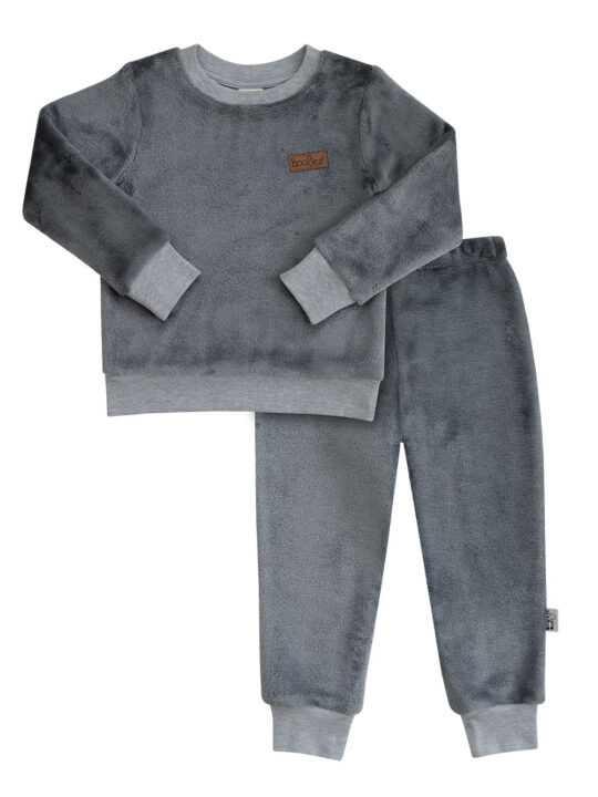 Charcoal Plush Kids Winter Fleece Set