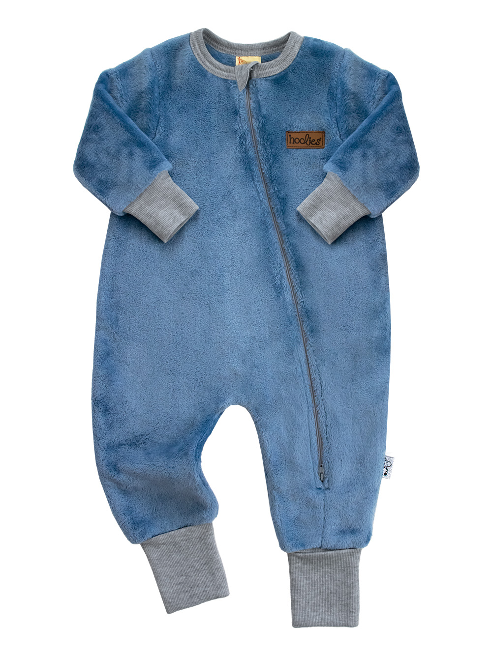 Denim Blue Melange Cuffs Blue Fleece Onesie