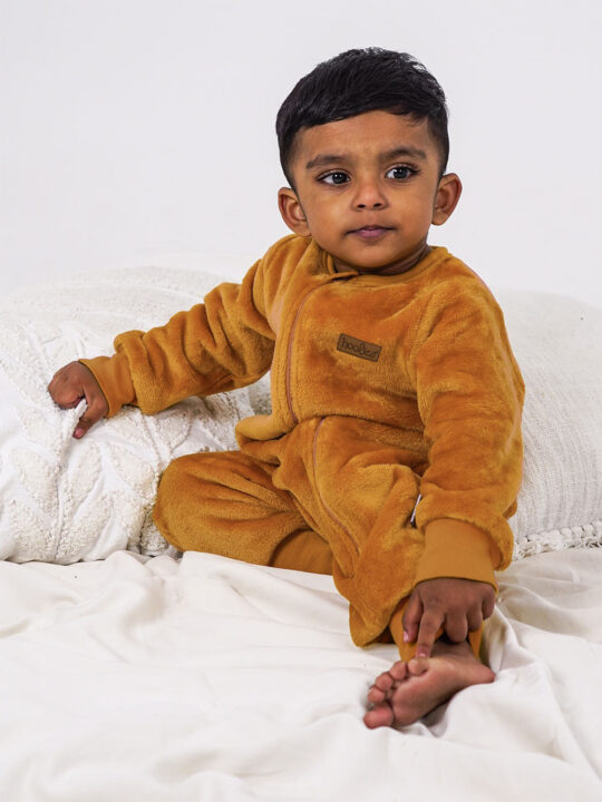 Mustard Plush Onesie Model 3