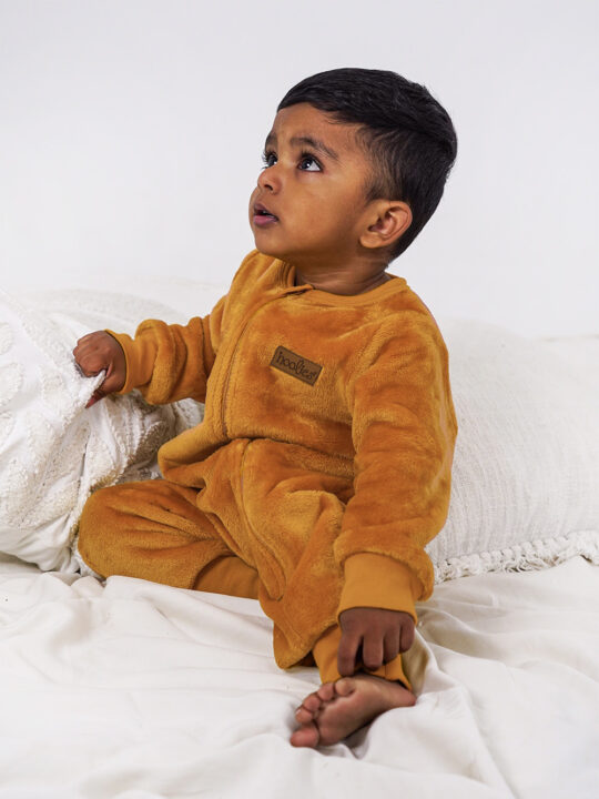 Mustard Plush Onesie Model Boy