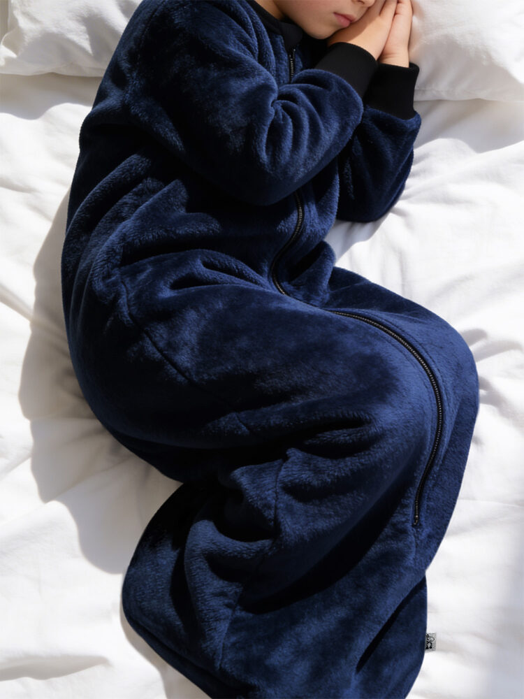 Navy Sleeved Sleep Sack Model