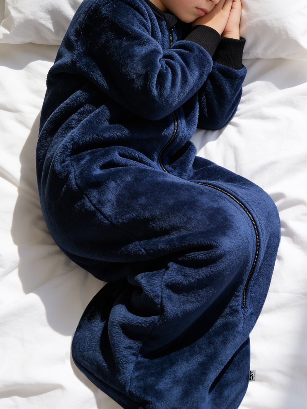 Navy Sleeved Sleep Sack Model