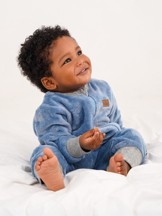 Denim Plushiegrow Model Baby Boy Grey mel