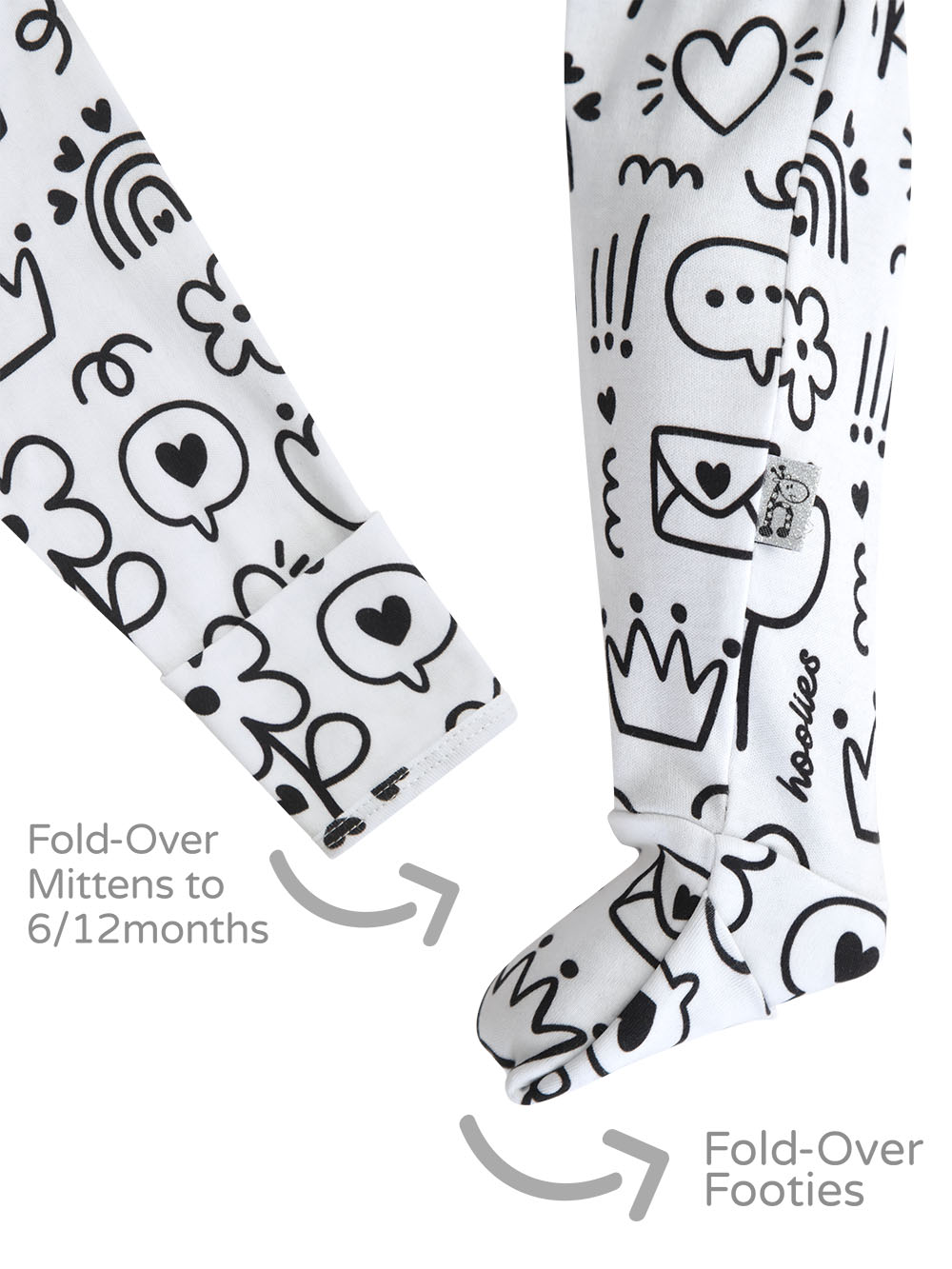 Doodlebugs Cotton Onesie Footie and Mitten