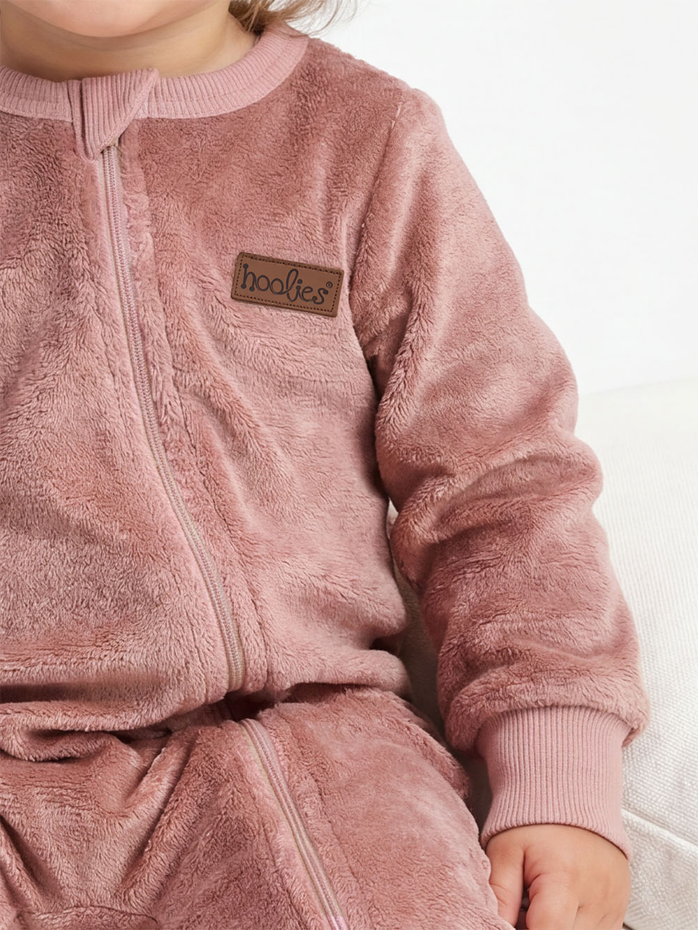 Rose Gold Plush Onesie Model Detail