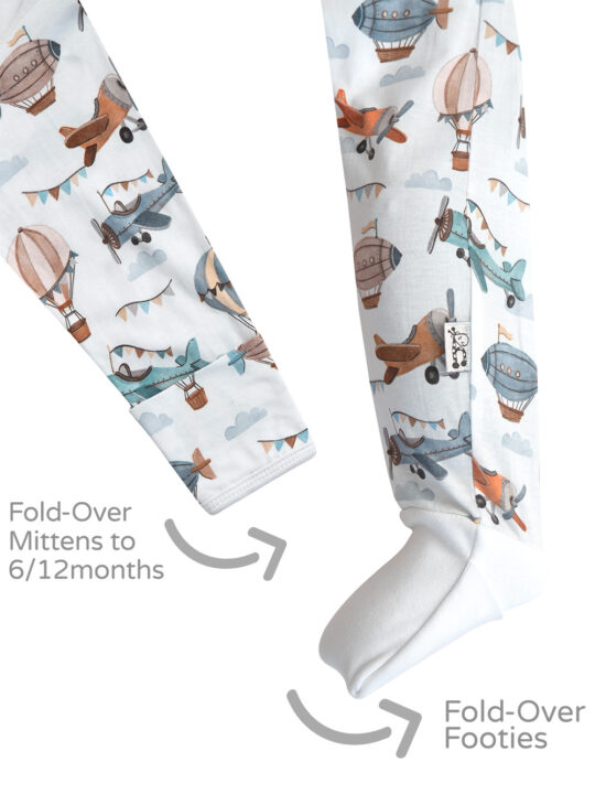 26WLA Little Aviator Interlock Onesie Footie and Mitten