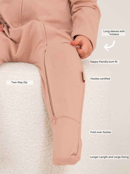 Nougat Cotton Interlock Onesie Model2