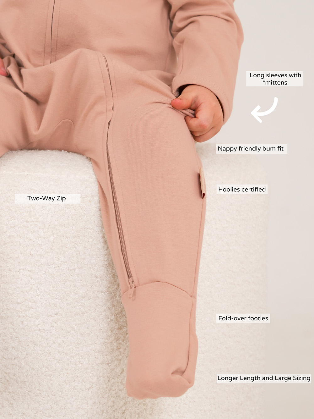 Nougat Cotton Interlock Onesie Model2