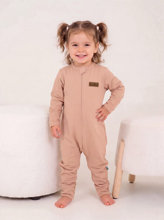Nougat Cotton Interlock Onesie Model5