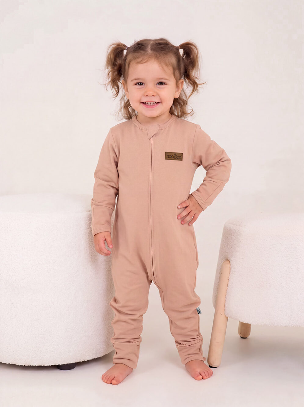 Nougat Cotton Interlock Onesie Model5