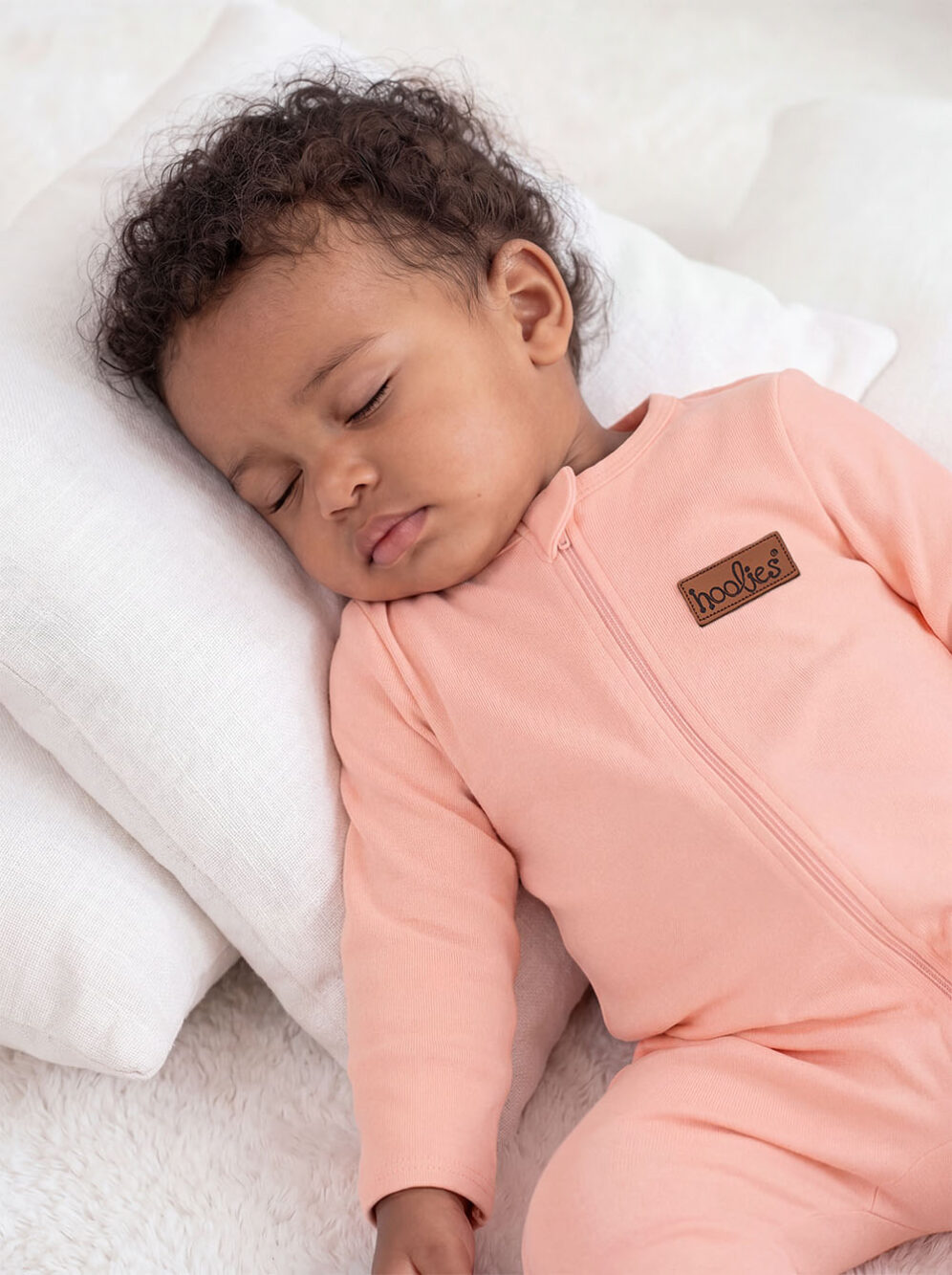 Peach Cotton Onesie Baby Model